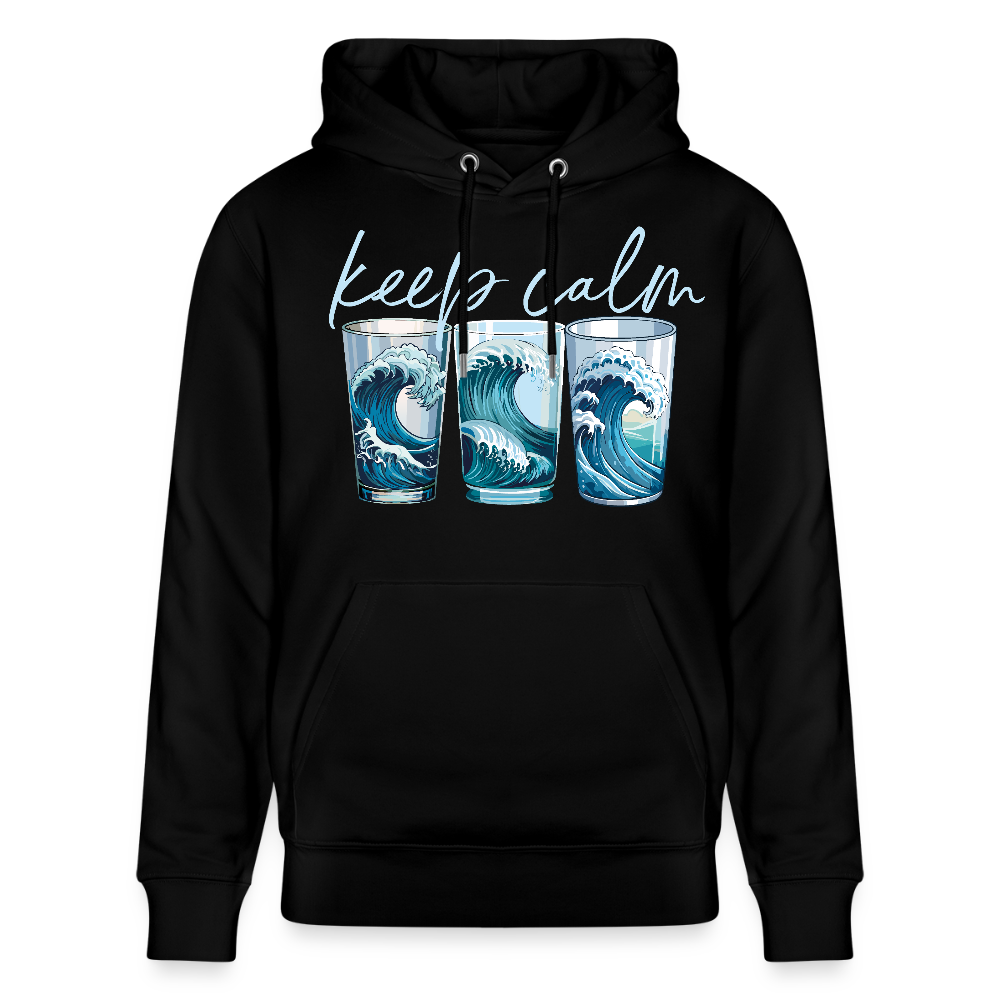 Unisex Bio-Hoodie mit KEEP CALM PRINT - Schwarz