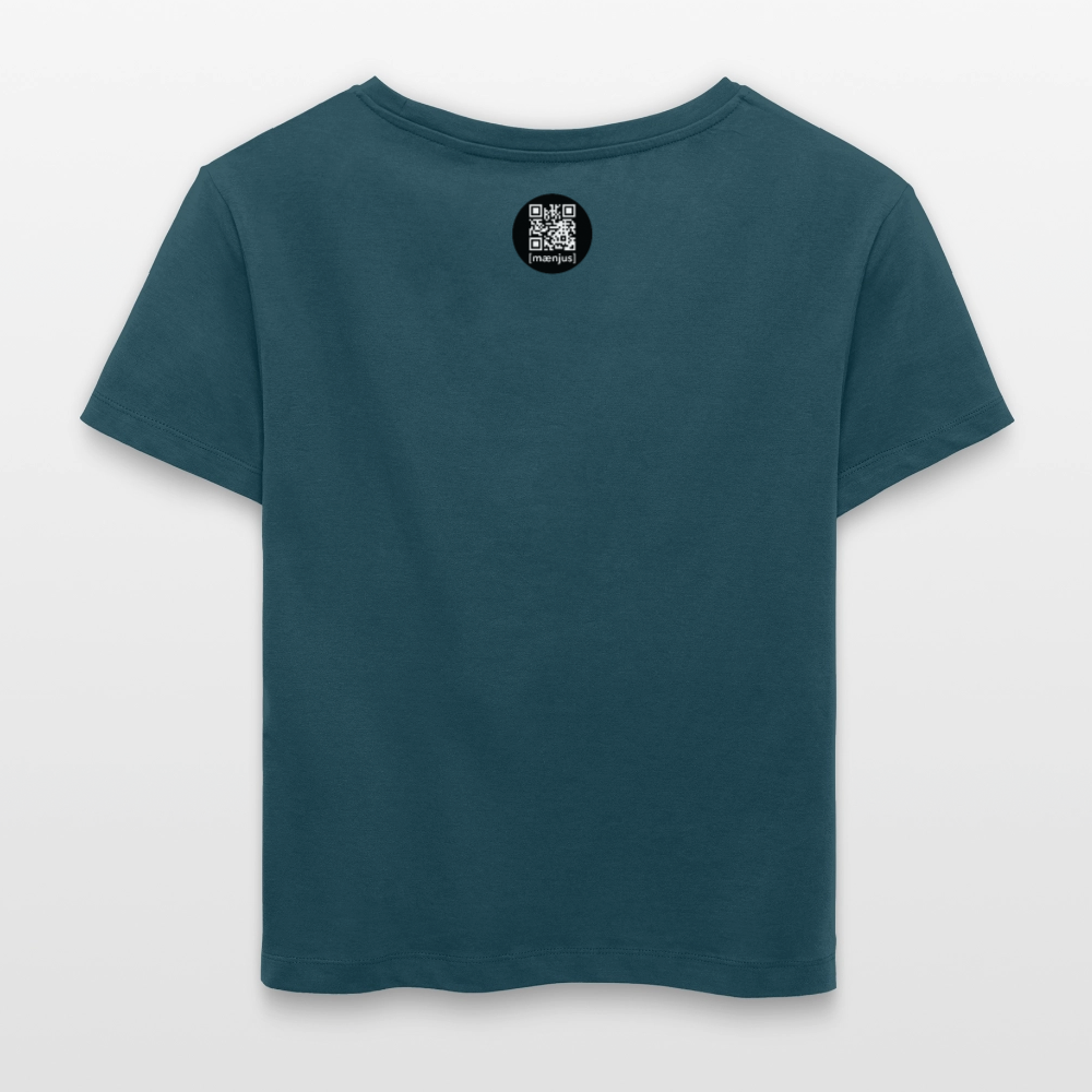 Relaxed Rundhals Frauen Bio-T-Shirt mit KEEP CALM PRINT - Dunkles Petrol
