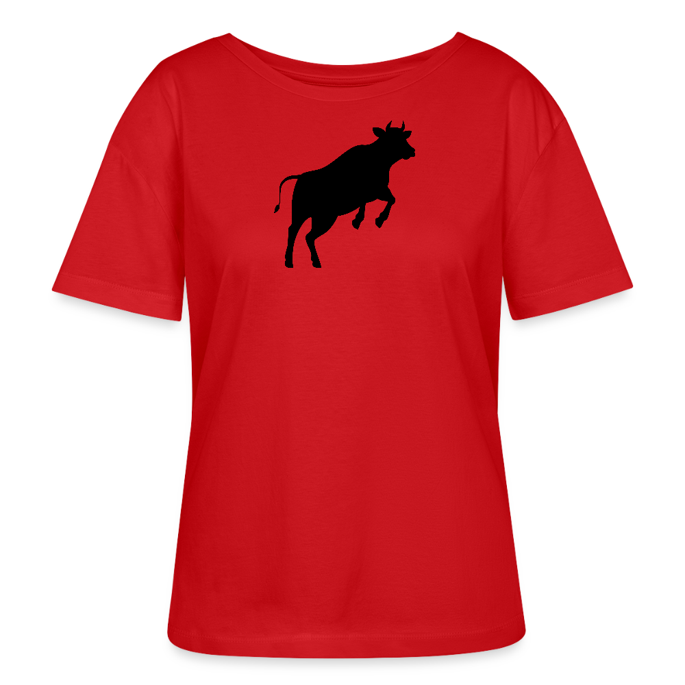 Frauen T-Shirt mit JUMPING COW PRINT - Rot