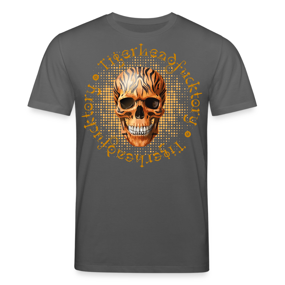 Unisex Bio-T-Shirt mit TIGERHEAD SKULL PRINT Vorderseite - Anthrazit