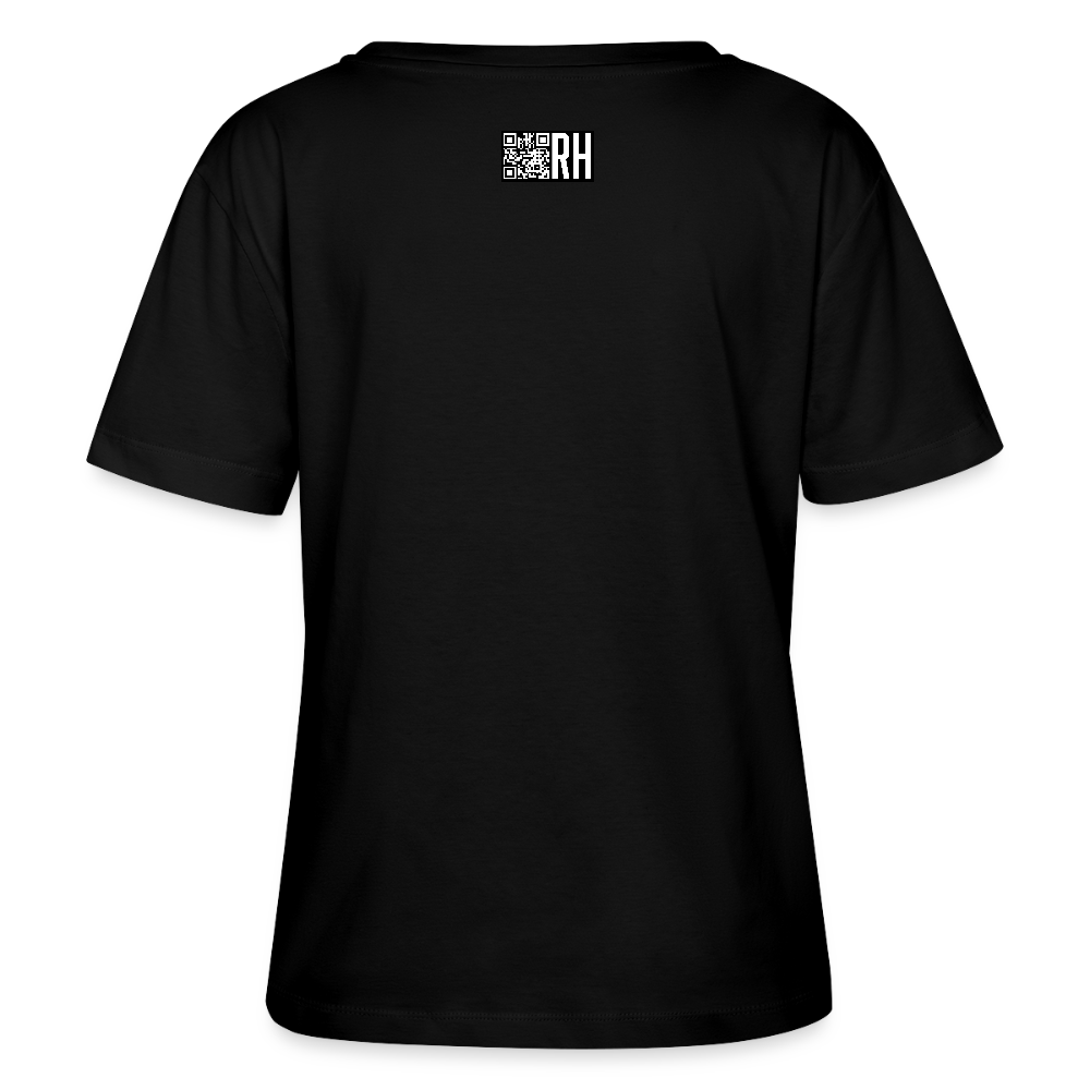 Relaxed Rundhals Frauen Bio-T-Shirt mit CREATIVE VIRUS INSIDE PRINT - Schwarz