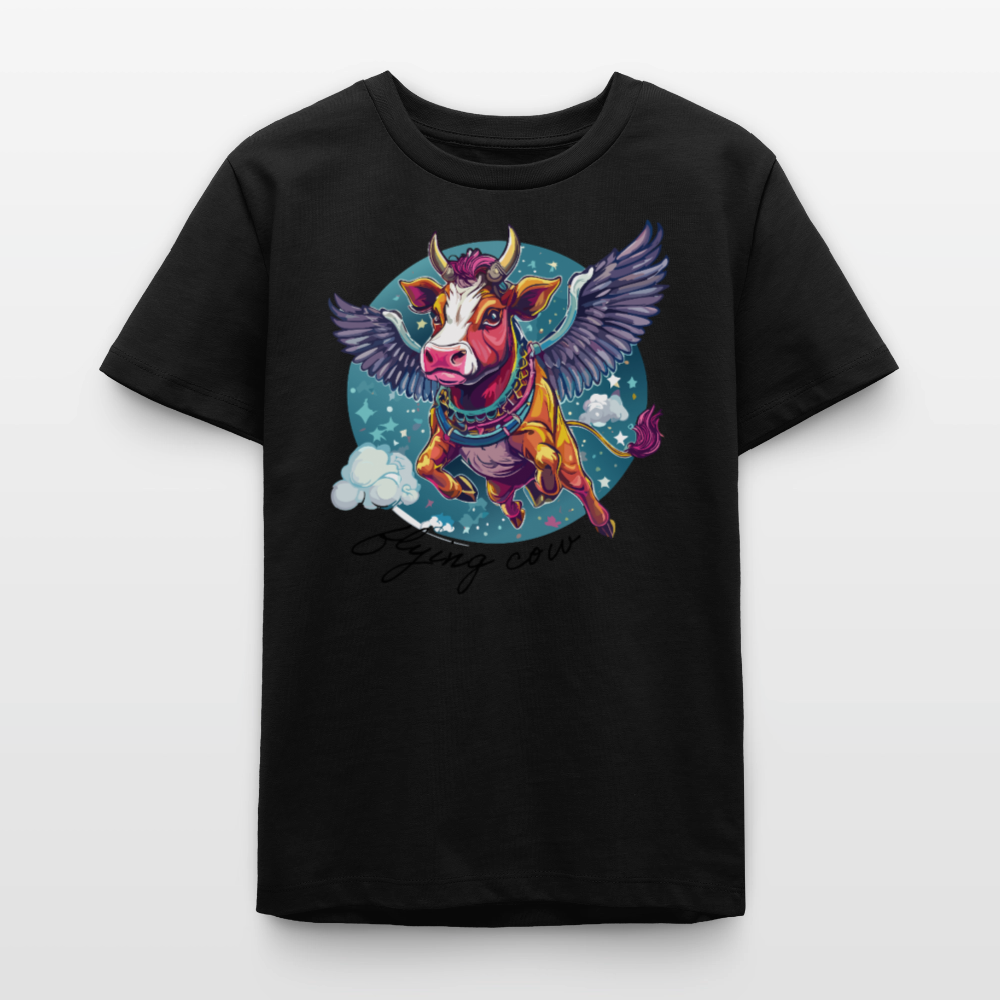 MNJS TEENS Bio T-Shirt mit FLYING COW PRINT - Schwarz