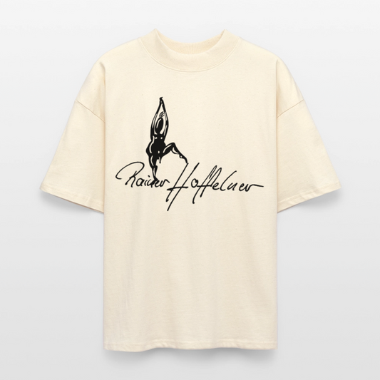 Oversized Unisex T-Shirt mit TUSCHEMÄNNCHEN PRINT - Weißgrau