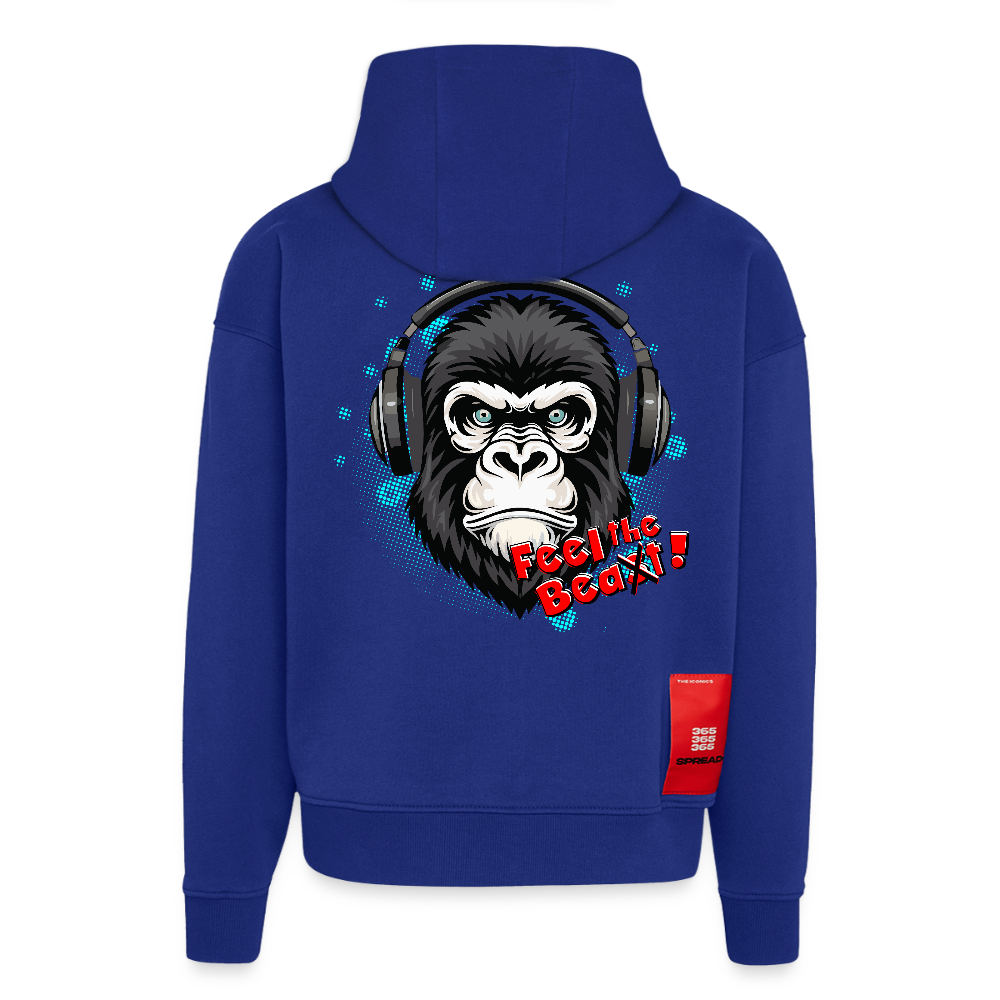 Heavyweight Oversized Organic Hoodie mit FEEL THE BEA(S)T PRINT - Iconic Blue