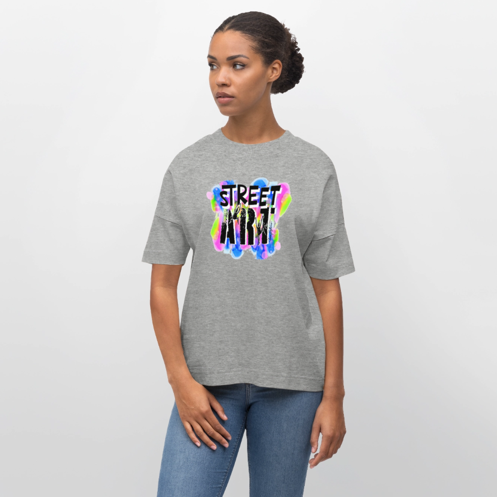 Oversized Unisex Bio T-Shirt mit STREET ART PRINT - Grau meliert
