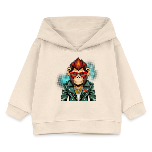 MNJS KIDS Bio Hoodie mit MONKEY PRINT - Weißgrau