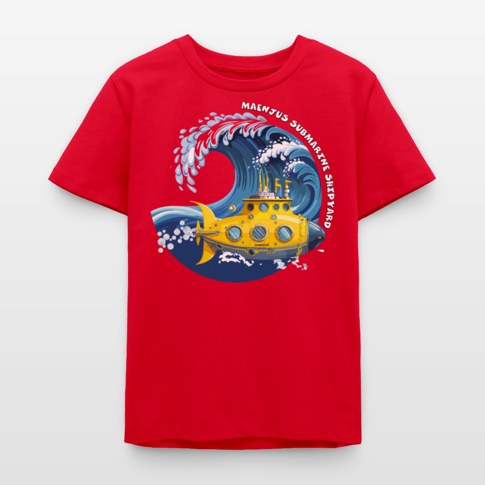 MNJS TEENS Bio T-Shirt mit SUBMARINE SHIPYARD PRINT - Rot