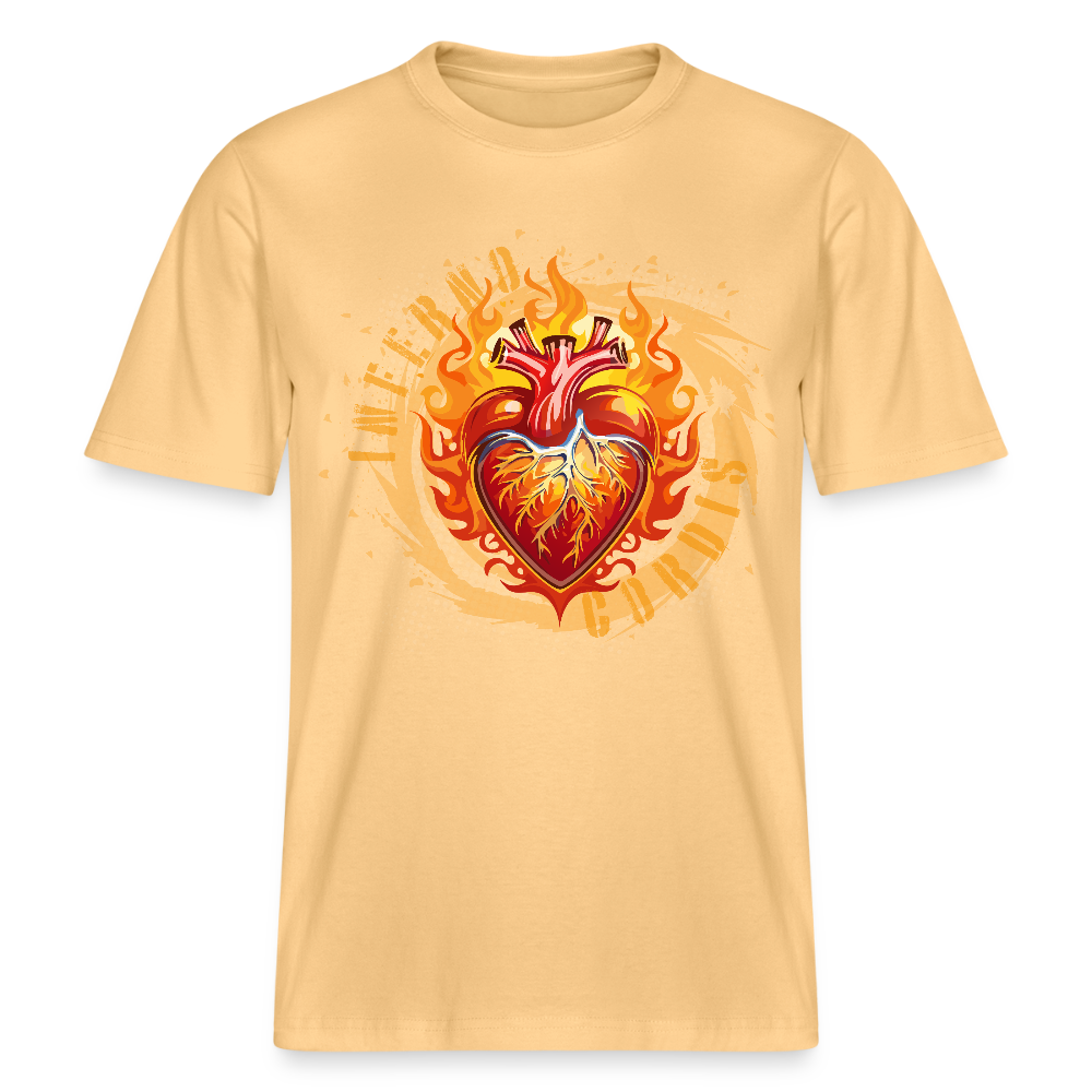 Unisex Bio-T-Shirt mit FEUERHERZ ORANGE PRINT - Hellgelb