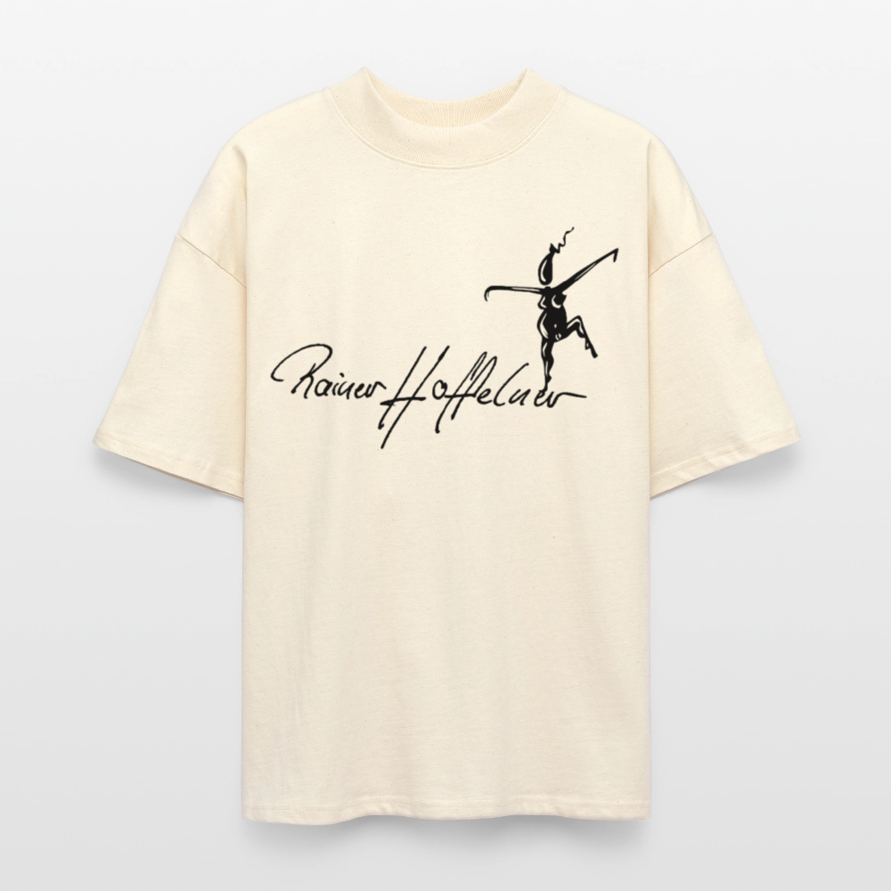 Oversized Unisex T-Shirt mit TUSCHEWEIBCHEN PRINT - Weißgrau