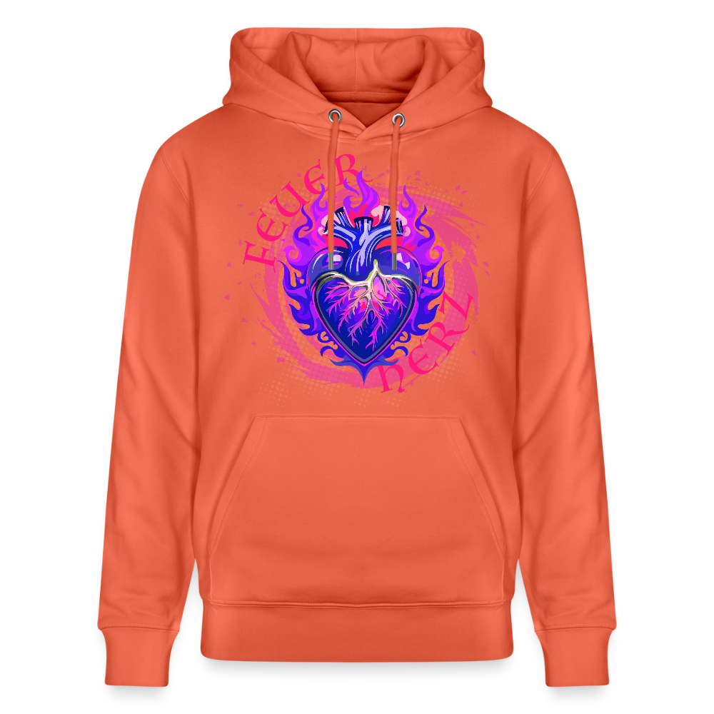 Unisex Bio-Hoodie mit FEUERHERZ LILA PRINT - Hellrot