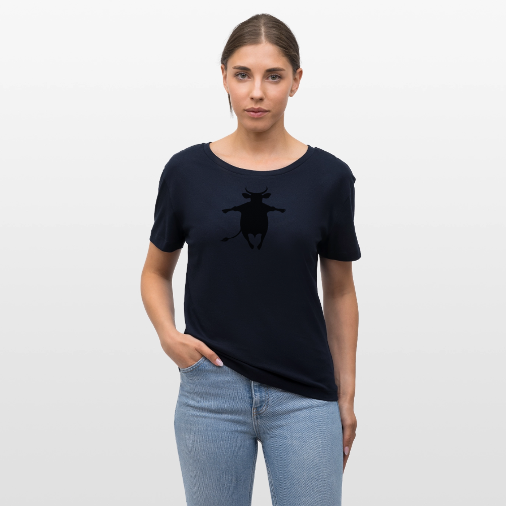 Frauen T-Shirt mit HAPPY COW PRINT - Navy