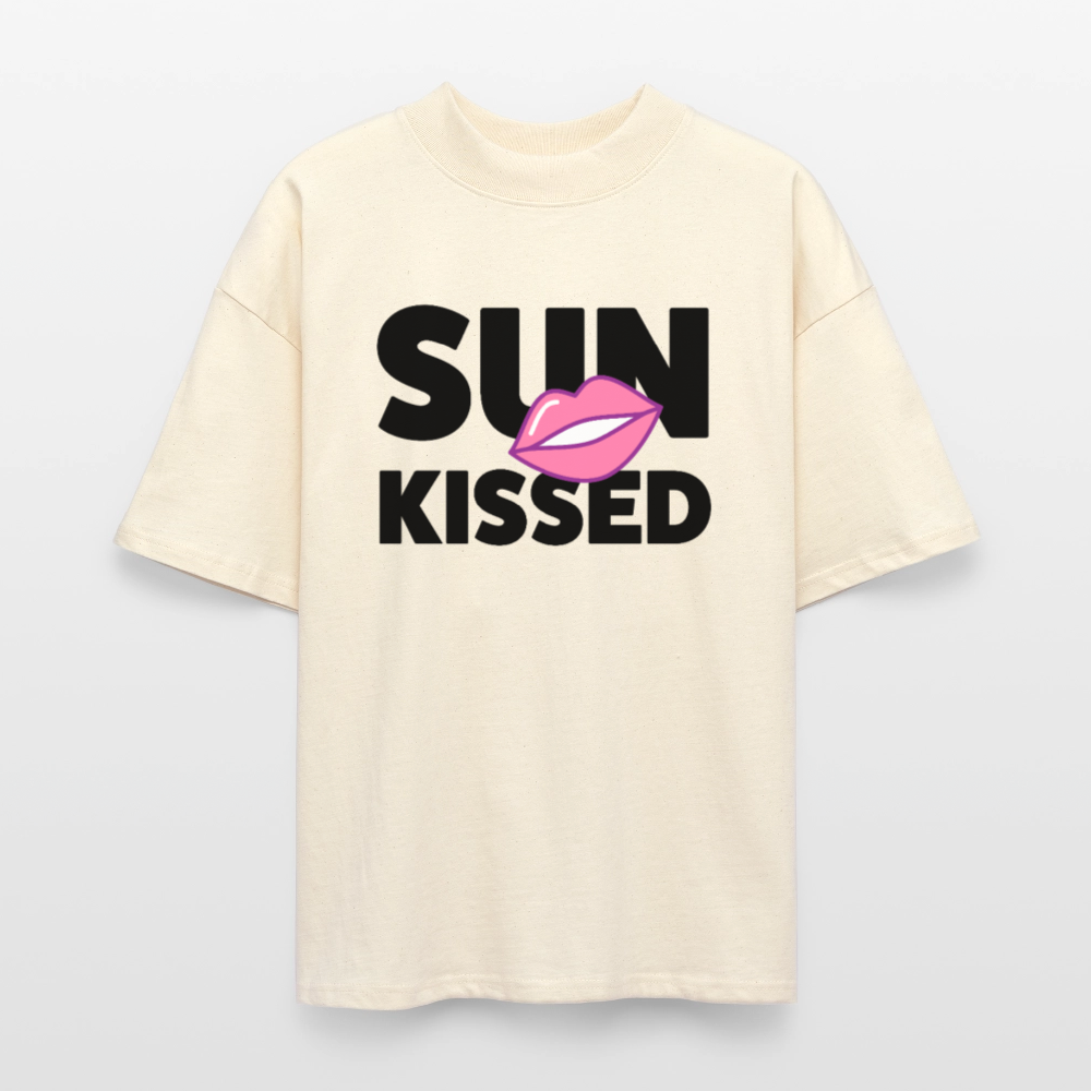 Oversized Unisex T-Shirt mit SUN KISSED PRINT - Weißgrau