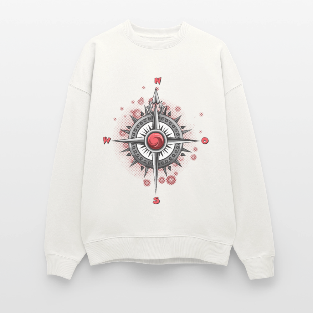 Unisex Oversize Pullover mit WINDROSE PRINT - OFF WHITE