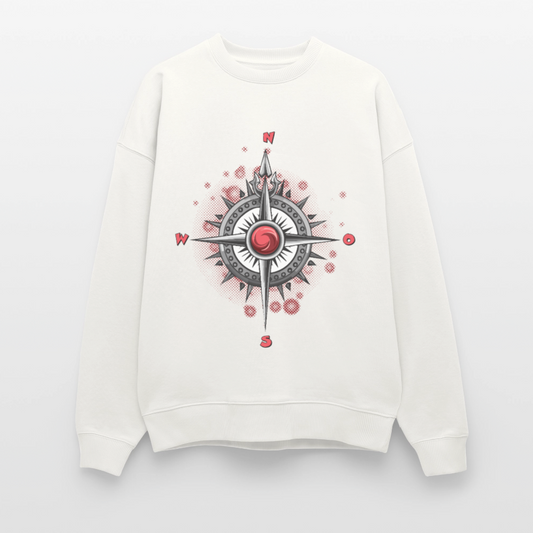 Unisex Oversize Pullover mit WINDROSE PRINT - OFF WHITE