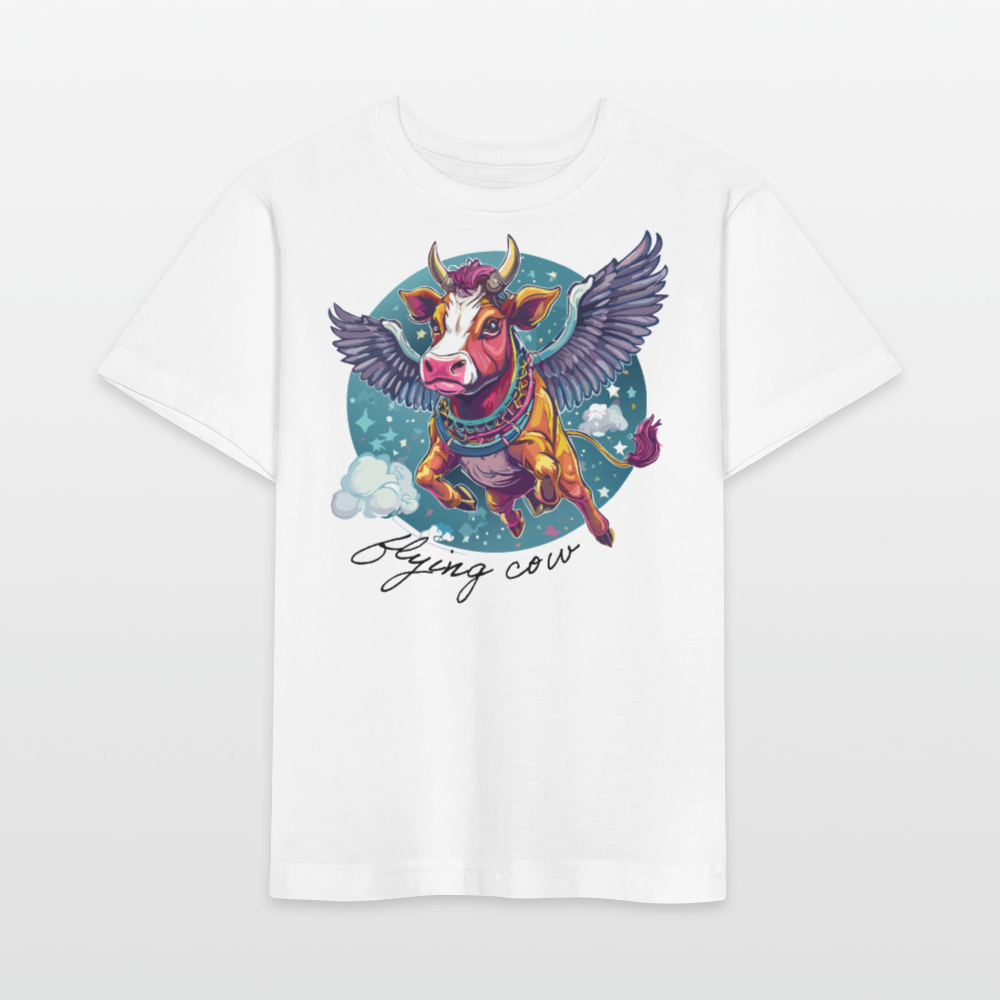 MNJS KIDS Bio T-Shirt mit FLYING COW PRINT - Weiß