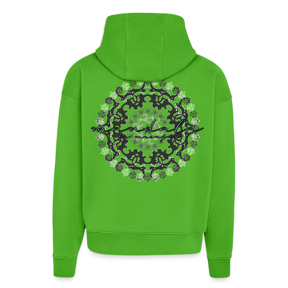Heavyweight Oversized Organic Hoodie Made in EU mit Mandala Vibes Print - Apple Neon
