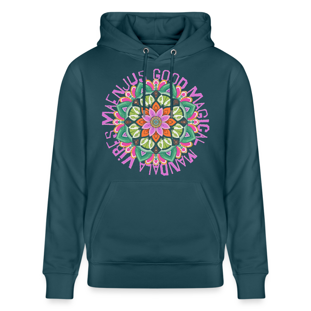 Unisex Bio-Hoodie mit MANDALA VIBES PRINT - Dunkles Petrol