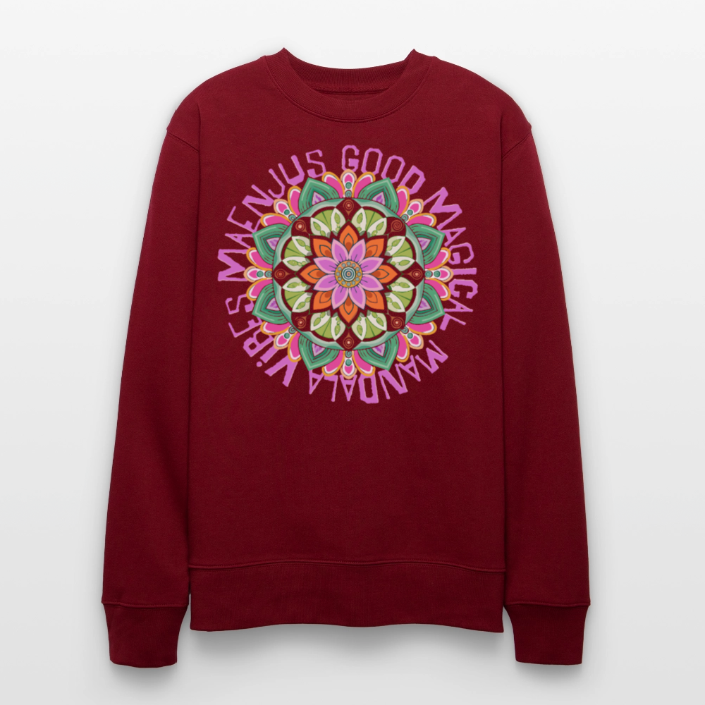 Unisex Bio-Sweatshirt mit MANDALA VIBES PRINT - Burgunderrot