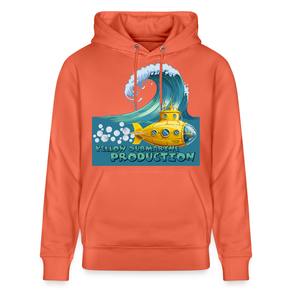 Unisex Bio-Hoodie mit YELLOW SUBMARINE PRODUCTION PRINT - Hellrot