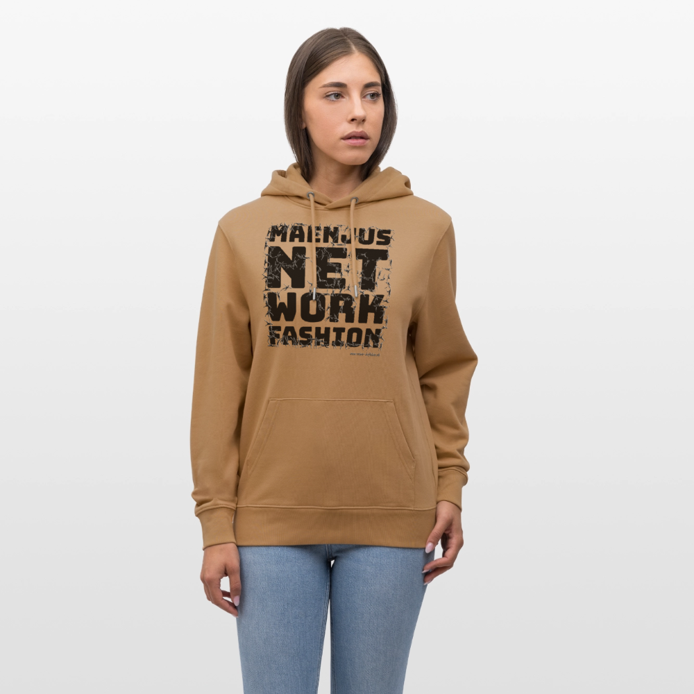 Unisex Bio-Hoodie mit MAENJUS NETWORK FASHION PRINT - Karamell 