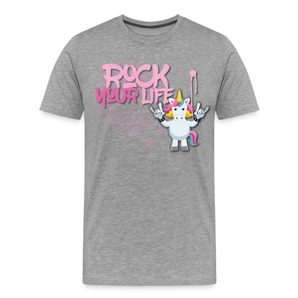 Männer Premium T-Shirt mit ROCK YOUR LIFE PRINT - Grau meliert