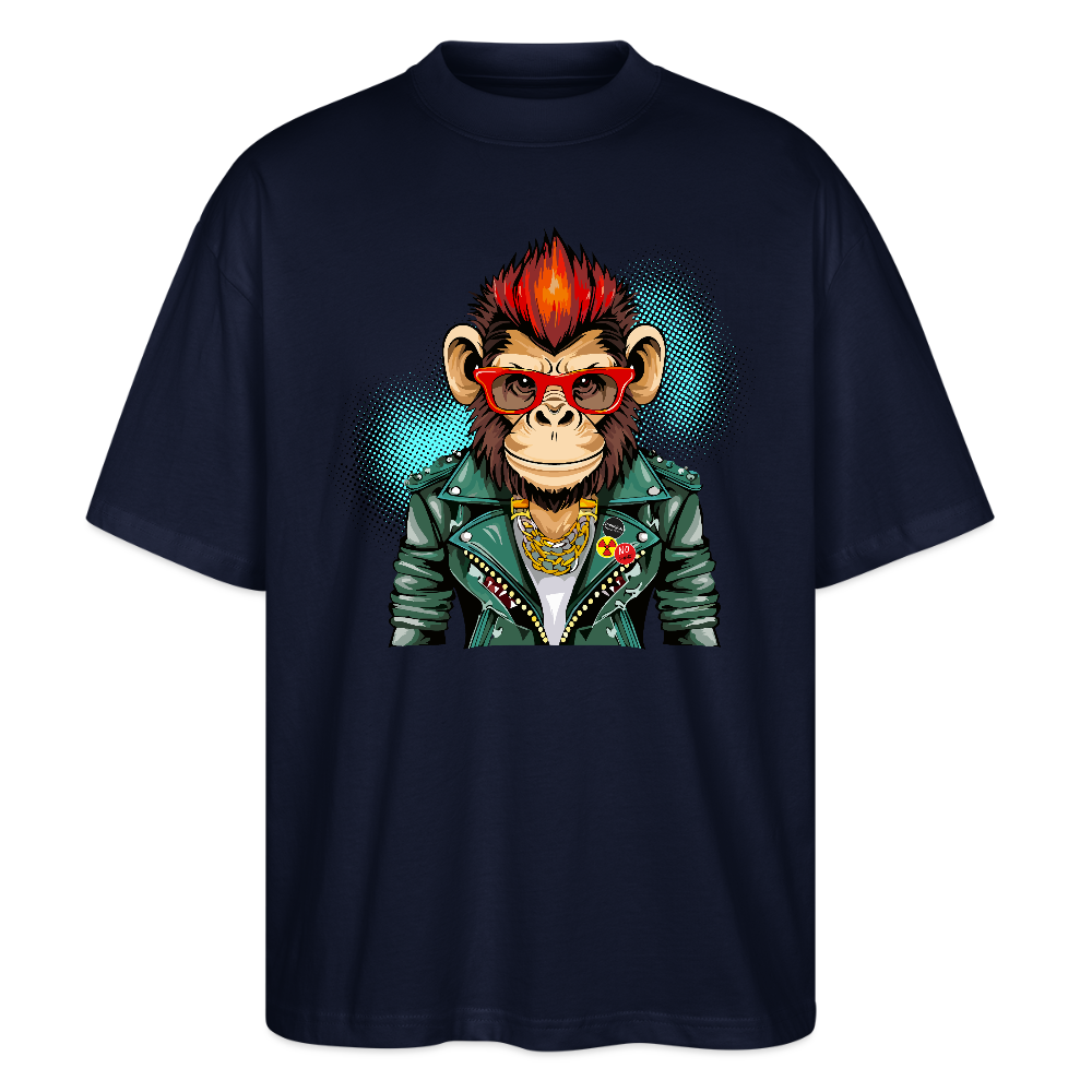 Oversized Unisex T-Shirt mit MONKEY PRINT - Navy