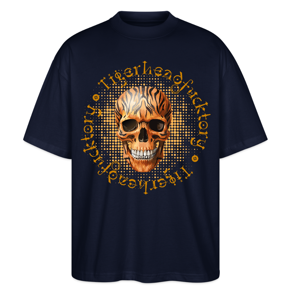 Oversized Unisex T-Shirt mit TIGERHEAD SKULL PRINT - Navy