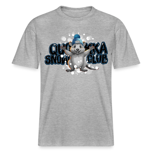 Unisex Bio-T-Shirt mit QUOKKA SNOWCLUB PRINT - Grau meliert