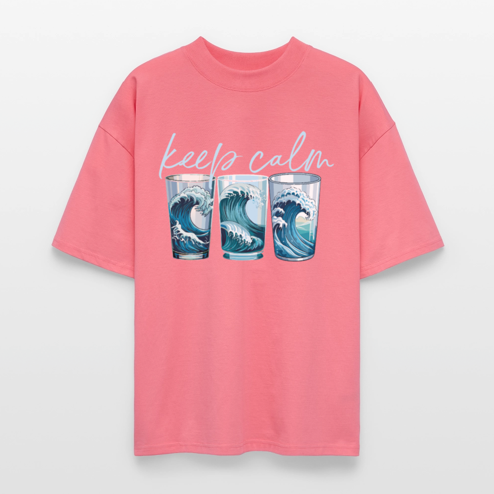 Oversized Unisex Bio T-Shirt mit KEEP CALM PRINT - Pink 