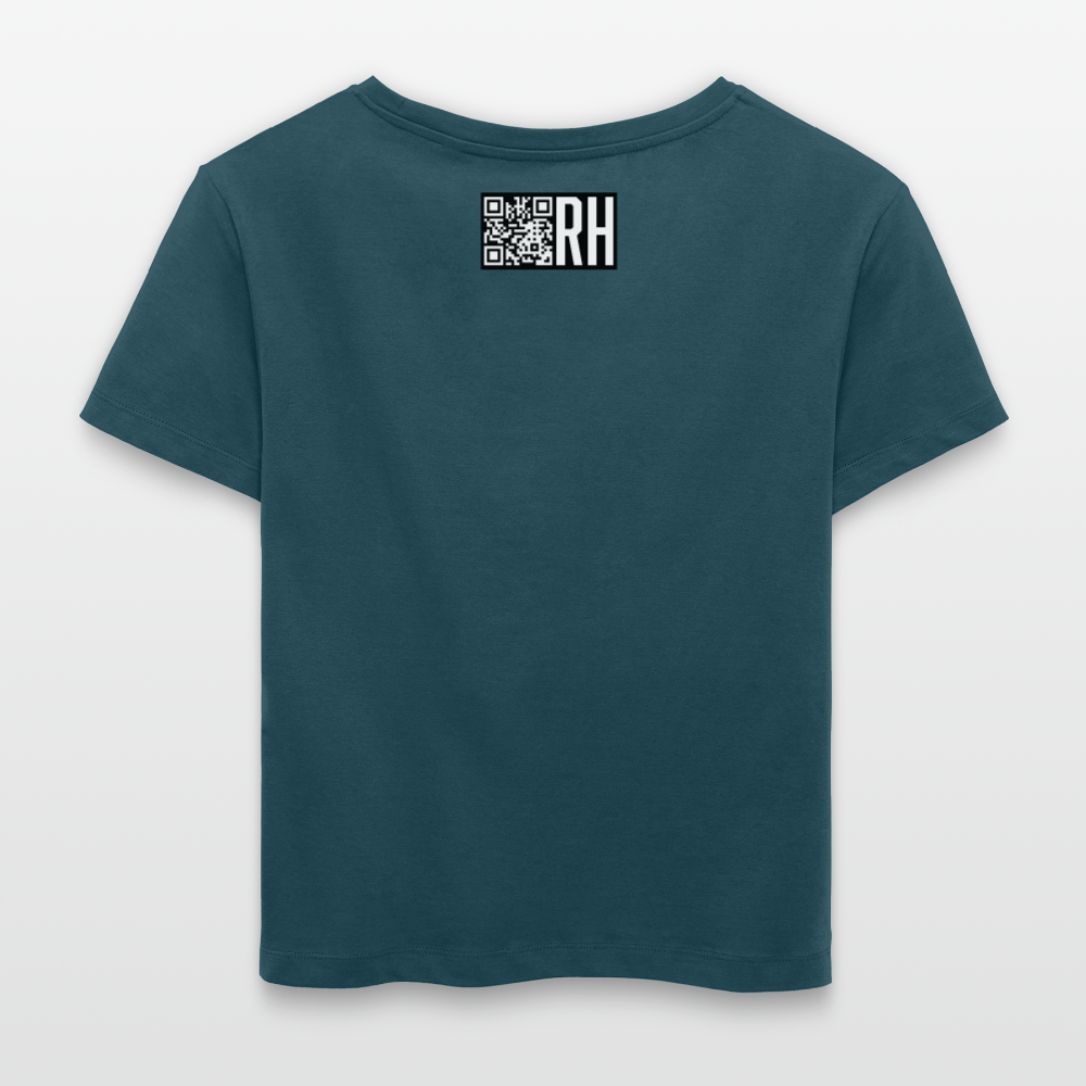 Relaxed Rundhals Frauen Bio-T-Shirt mit STREET ART PRINT - Dunkles Petrol