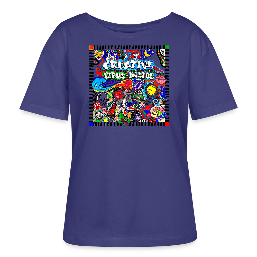 Relaxed Rundhals Frauen Bio-T-Shirt mit CREATIVE VIRUS INSIDE PRINT - Dämmerung