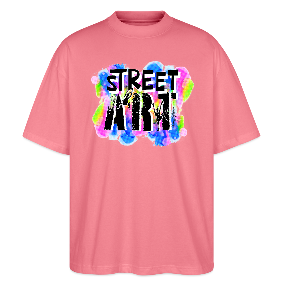 Oversized Unisex Bio T-Shirt mit STREET ART PRINT - Pink 