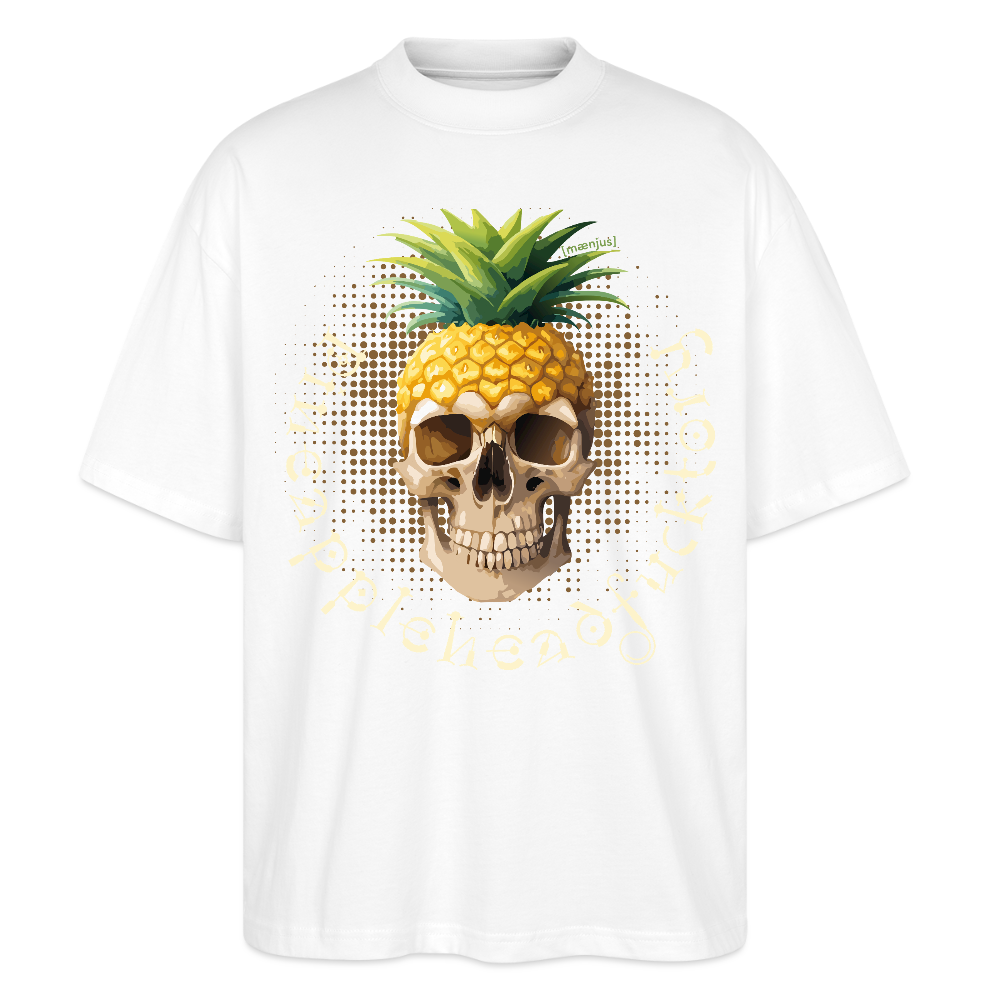 Oversized Unisex T-Shirt mit PINEAPPLE SKULL PRINT - Weiß