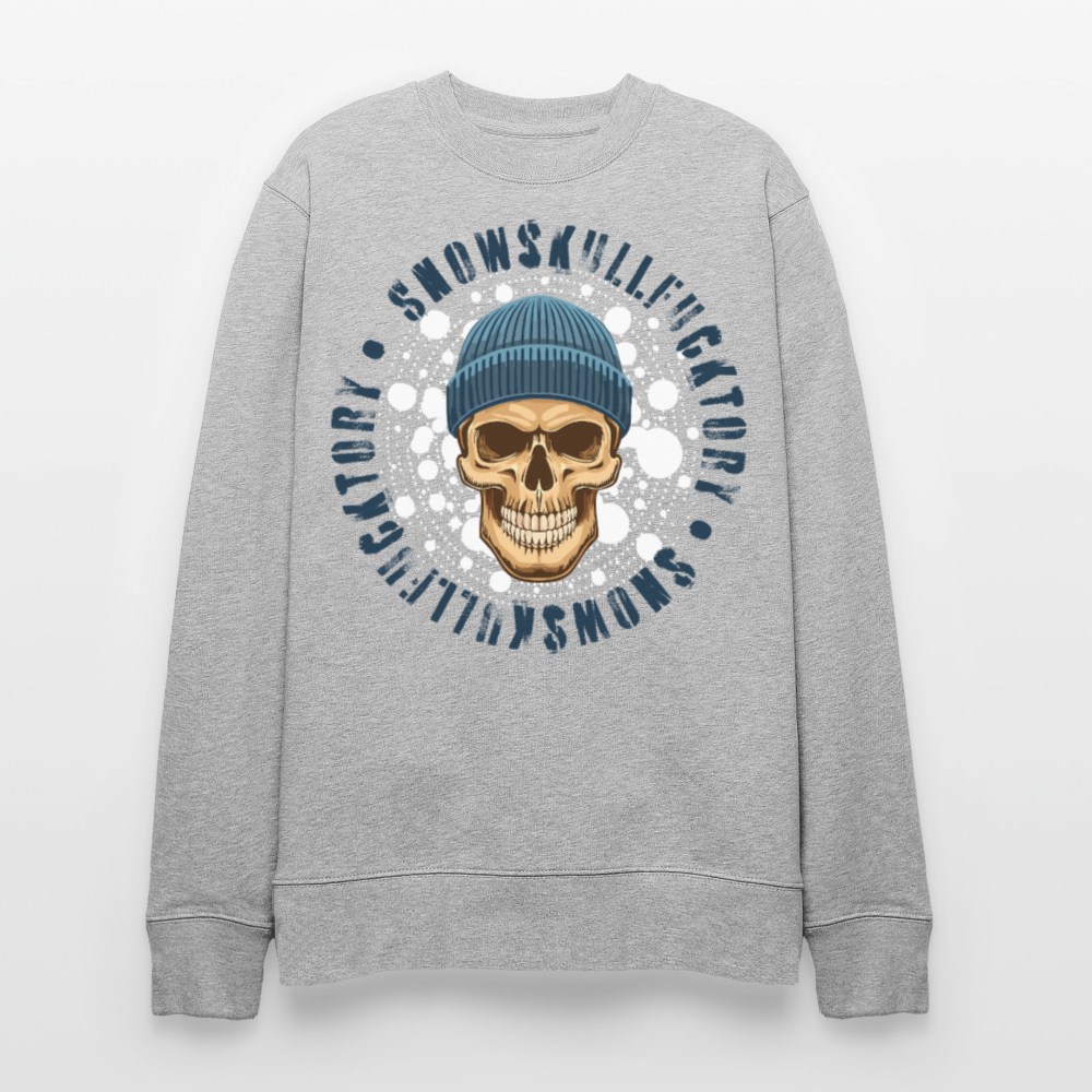 Unisex Bio-Sweatshirt mit SNOWSKULL PRINT - Grau meliert