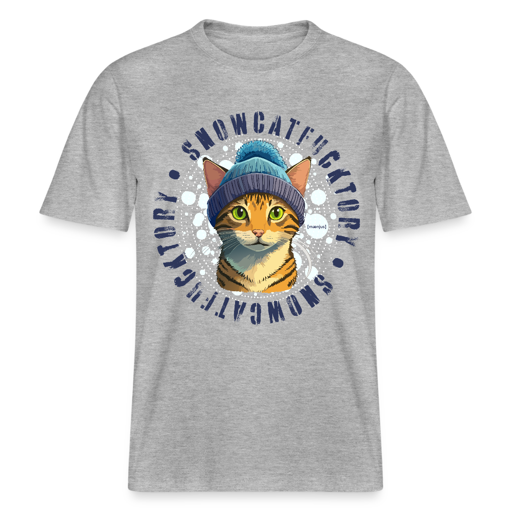 Unisex Bio-T-Shirt mit SNOWCATFUCKTORY PRINT - Grau meliert