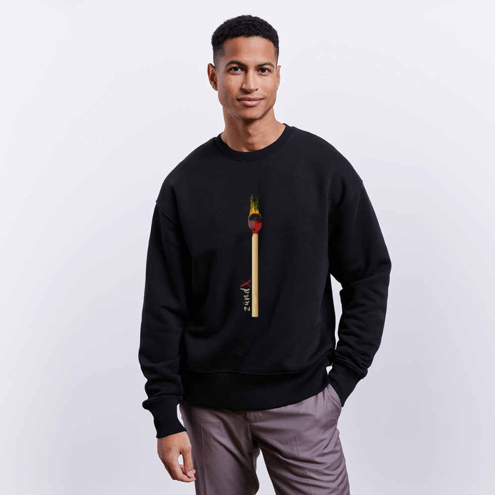 Unisex Oversize Pullover mit zündX PRINT - Schwarz