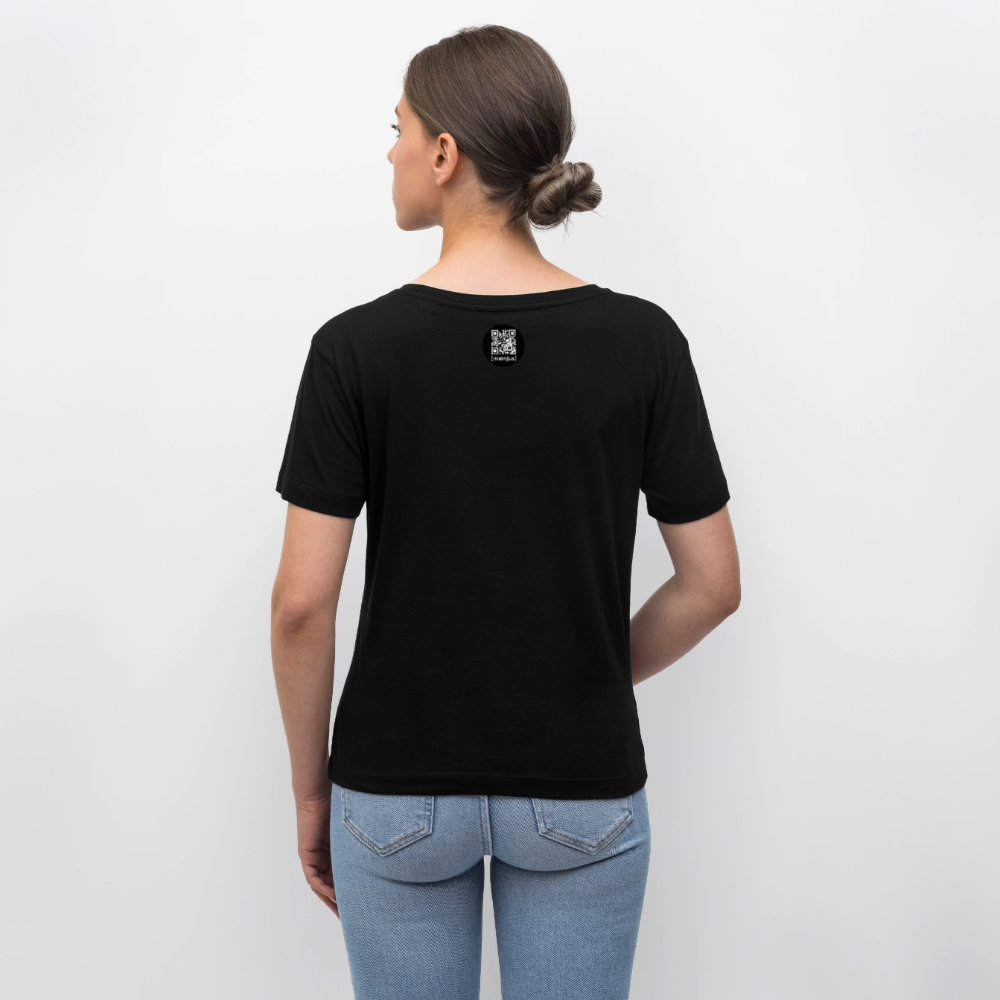 Relaxed Rundhals Frauen Bio-T-Shirt mit KEEP CALM PRINT - Schwarz