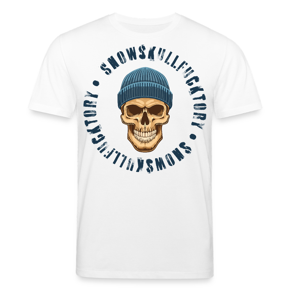 Unisex Bio-T-Shirt mit SNOWSKULL FUCKTORY PRINT Vorderseite - Weiß
