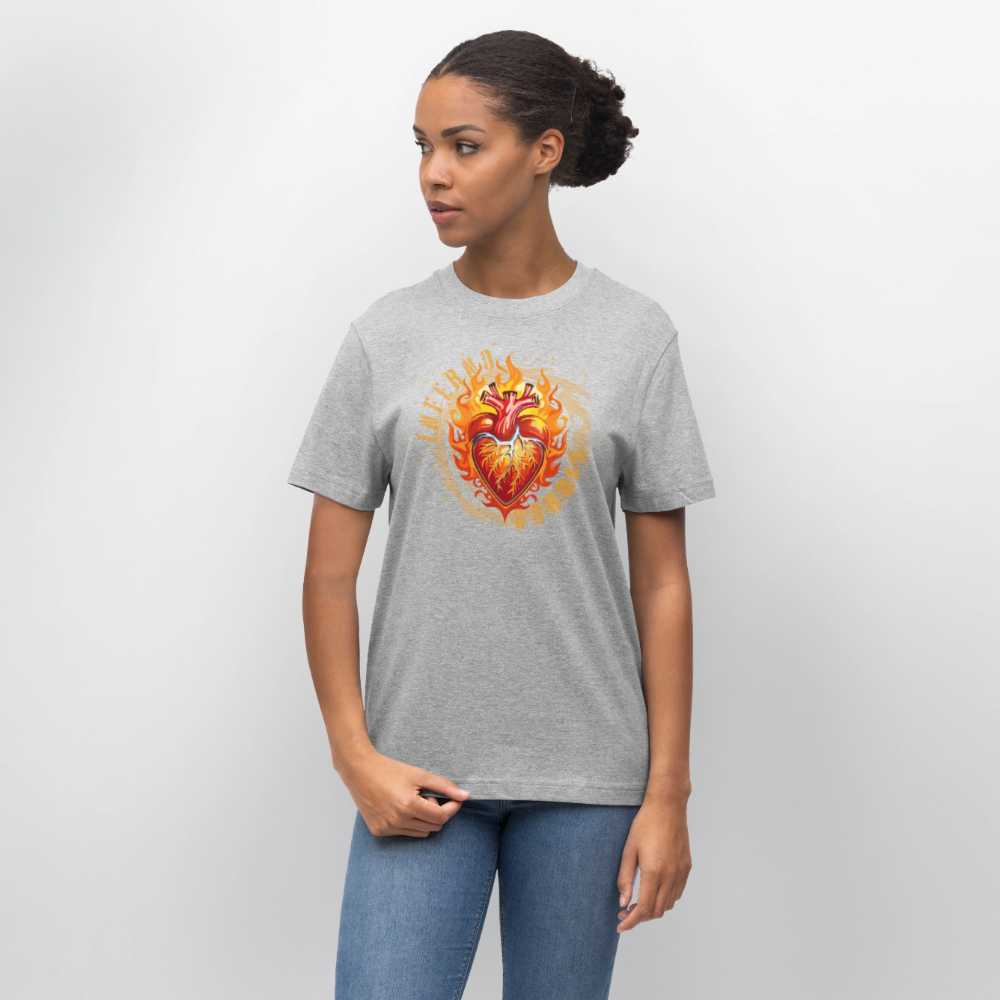 Unisex Bio-T-Shirt mit FEUERHERZ ORANGE PRINT - Grau meliert