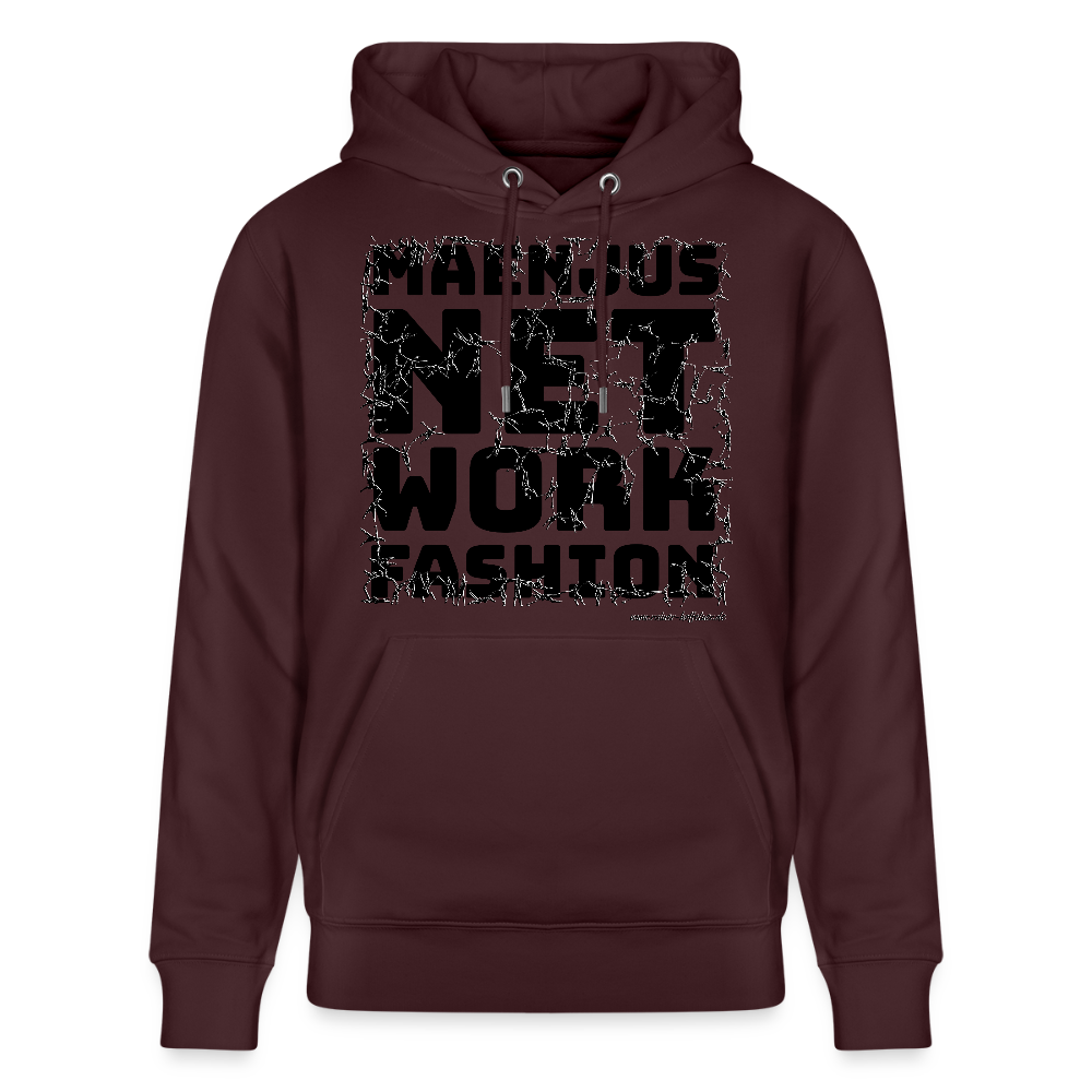 Unisex Bio-Hoodie mit MAENJUS NETWORK FASHION PRINT - Maroon