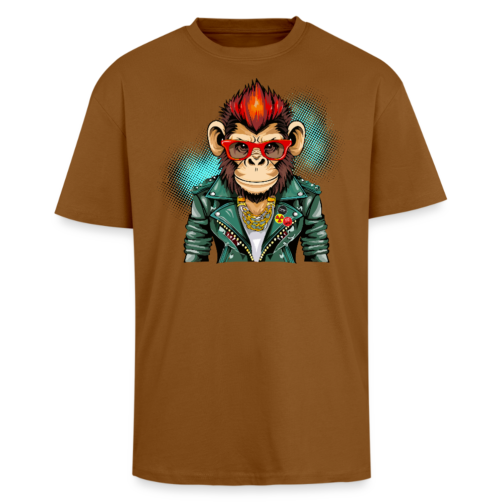 Heavy Oversize T-Shirt mit MONKEY PRINT - Toffee