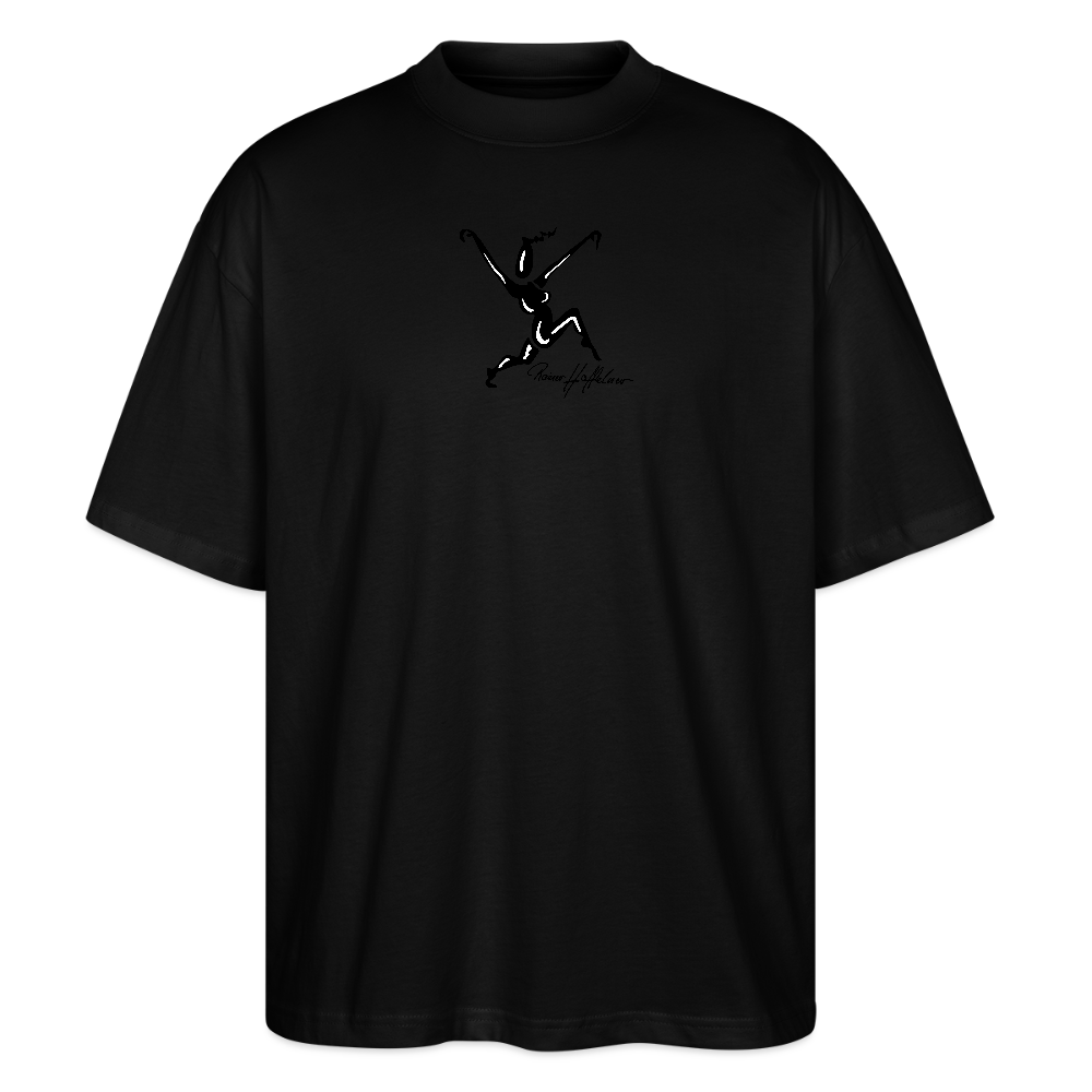 Oversized Unisex Bio T-Shirt mit TUSCHEWEIBCHEN PRINT - Schwarz