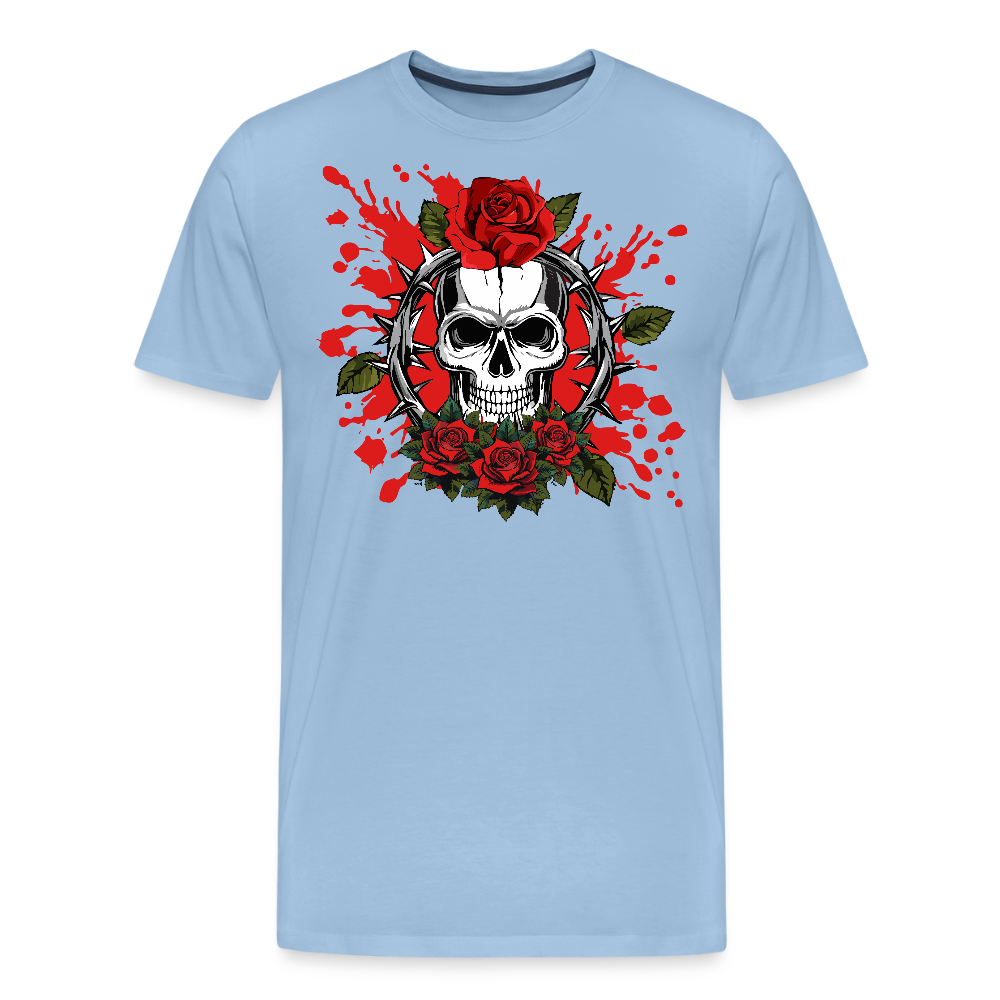 Männer Premium T-Shirt mit ROSENSKULL PRINT - Sky