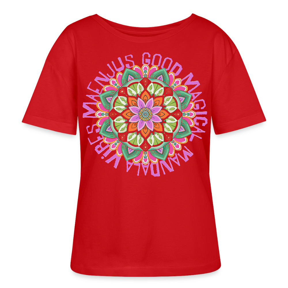 Rundhals Frauen Bio-T-Shirt mit Mandala Vibes PRINT - Rot