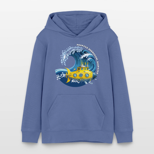 Teens Bio-Hoodie mit MAENJUS SUBMARINE SHIPYARD PRINT - Blau