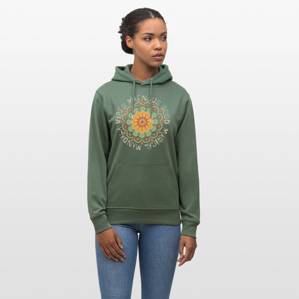 Unisex Bio-Hoodie mit MANDALA VIBES PRINT - Tanngrün