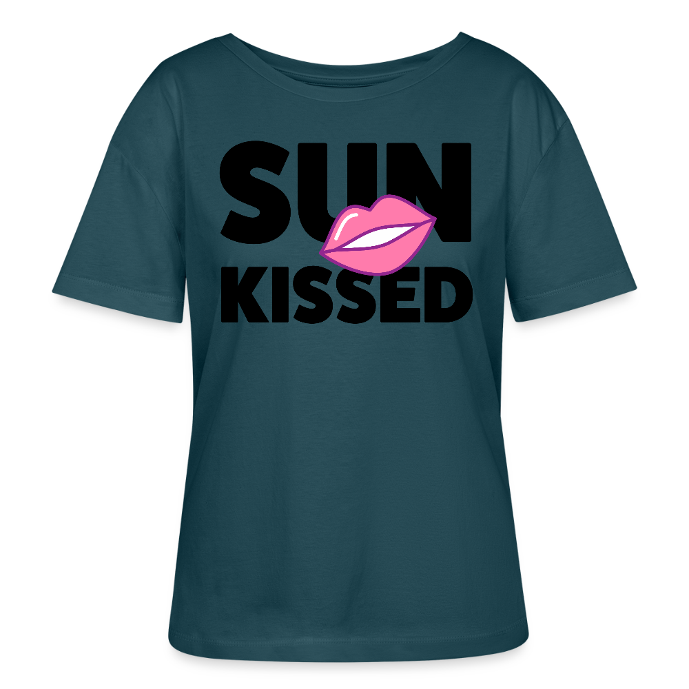 Frauen T-Shirt mit SUN KISSED PRINT - Dunkles Petrol