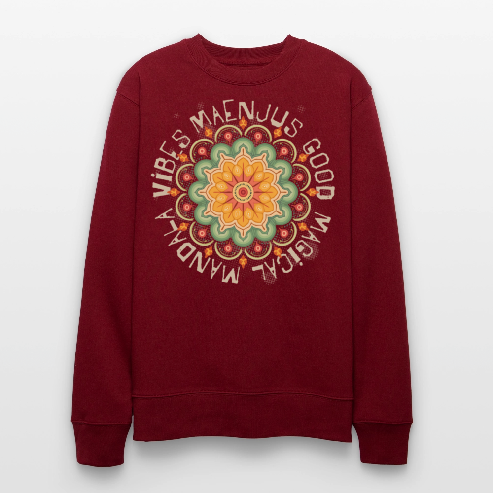 Unisex Bio-Sweatshirt mit MANDALA VIBES PRINT - Burgunderrot