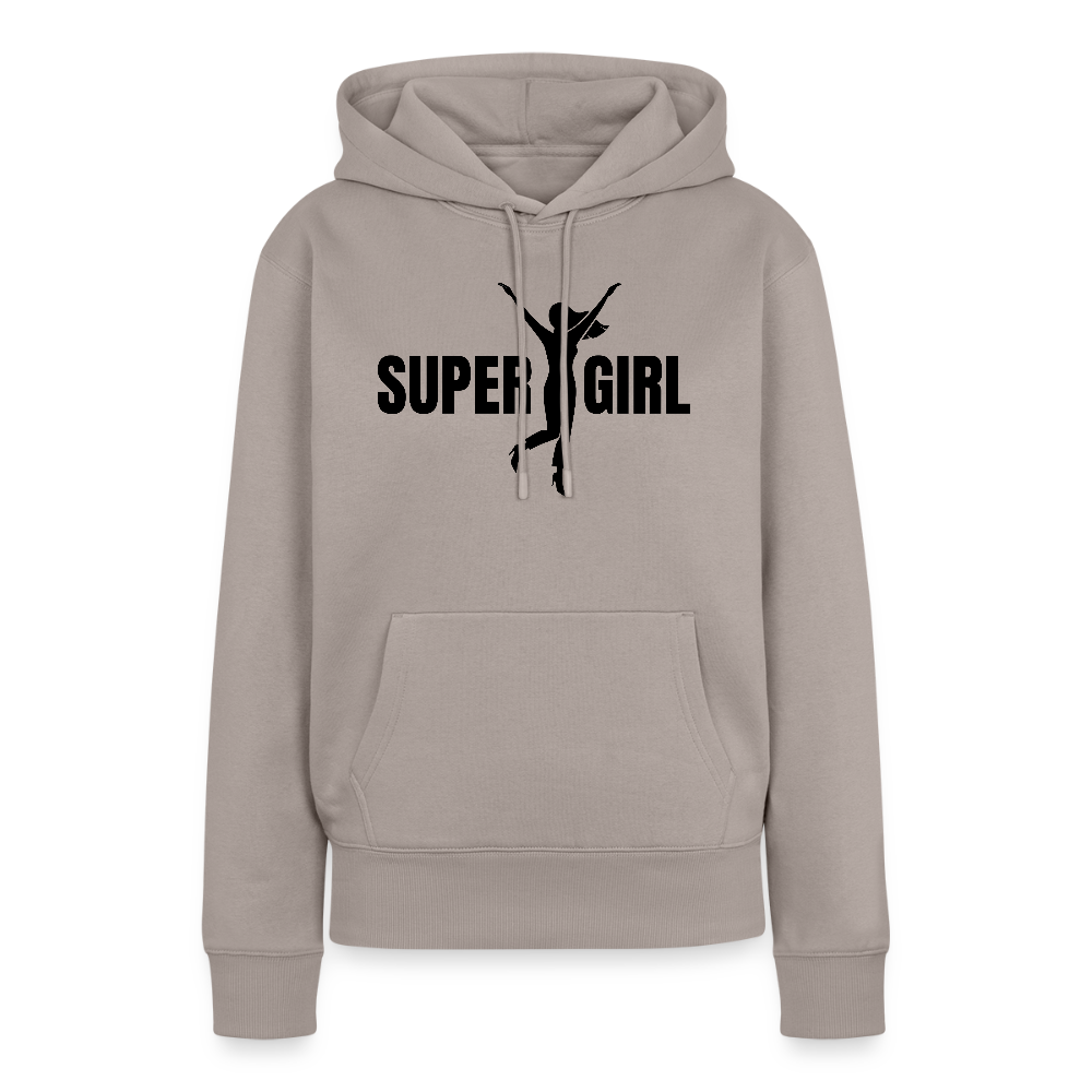 Frauen Premium Hoodie mit SUPERGIRL PRINT - Taupe