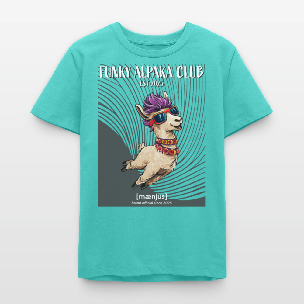 MNJS TEENS Bio T-Shirt mit FUNKY ALPAKA CLUB PRINT - Poolblau